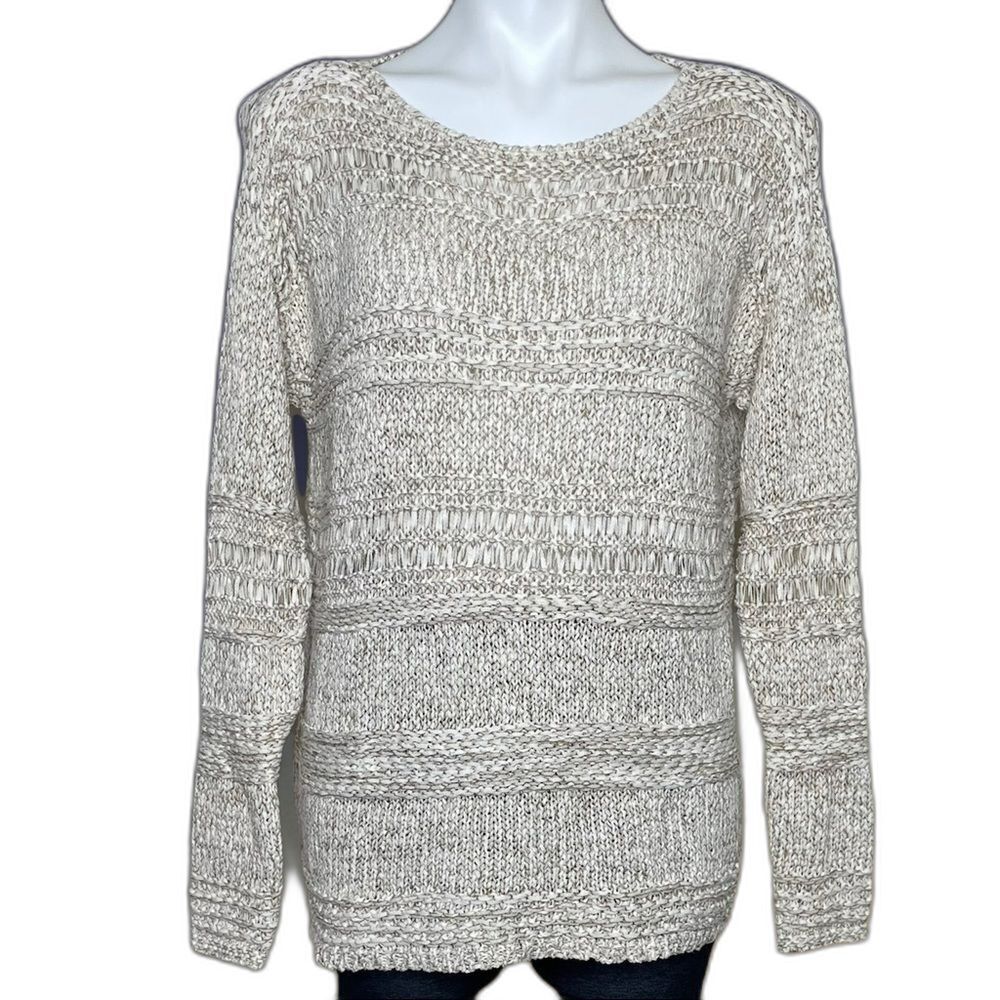 BCBGMaxAzira mixed stitch off white sweater, NWT, XXS